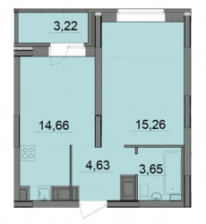 Однокомнатная квартира 39.81 м²